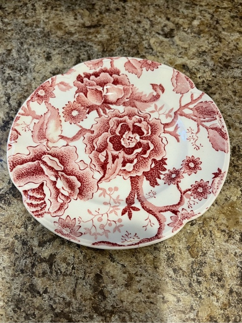 Vintage Johnson Brothers English Chippendale Red Floral 6” Salad Plate
